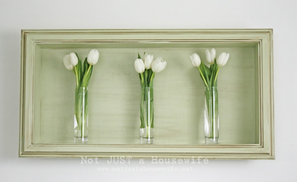 Shadow box with vases