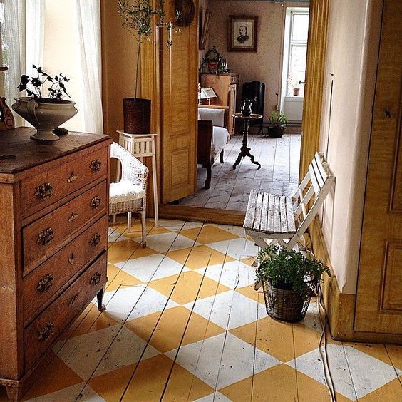 checkerboard painted floor
