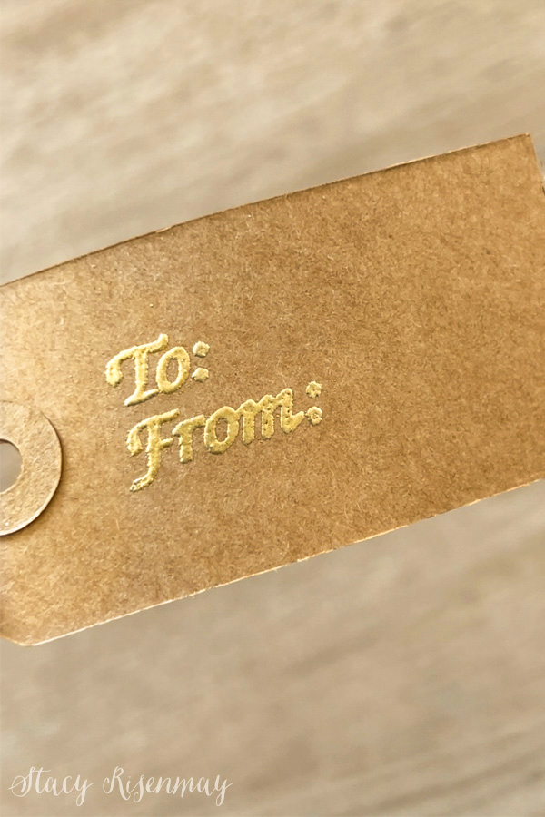 gift tags with gold embossing