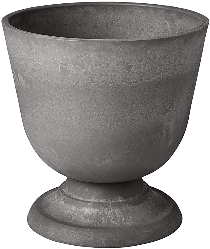 gray cement pedestal planter