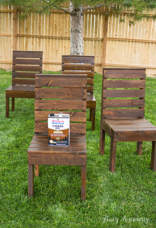Outdoor chairs stained with Thompson's WaterSeal